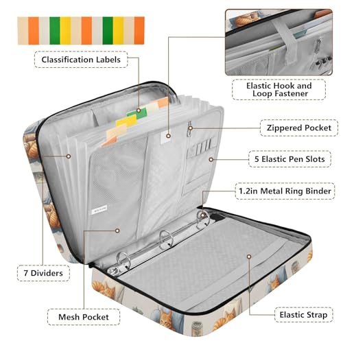 Classeur extensible 3 anneaux chaton orange à compartiments