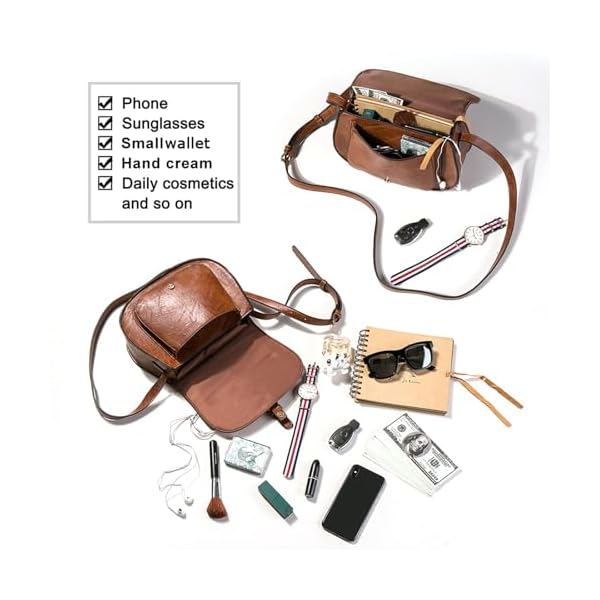 AFKOMST Crossbody Bags for Women,Small Saddle Purse and Boho Cross Body Handbags,Vegan Leather