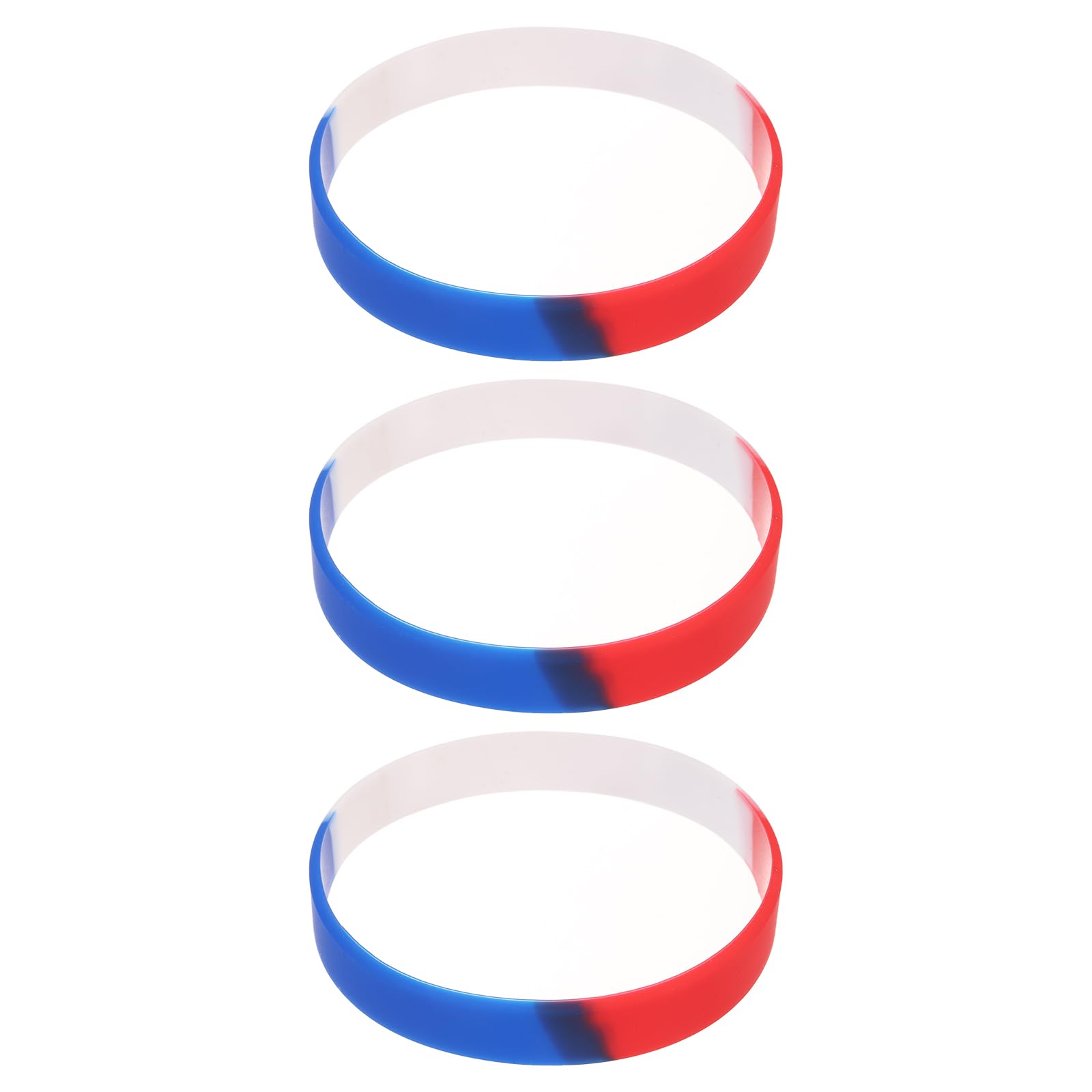 sourcing map 3Pcs Bracelets Wristbands 1/2 Inch Width 8.5" Length for Sports Club, Group Games, Party Favors Fashion Party Sports Accessories, Multi Color Wristbands, Red White Blue Segmented
