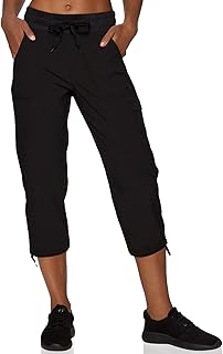 Active Women's Fashion Lightweight Woven Drawstring Cargo Capri Pant with Pockets