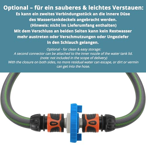 valuents® Wassertankdeckel 3 Pins 78mm Durchmesser – blau – für Wohnmobil mit Schlauch für Wassereinfüllstutzen +Plus: Adapter für Wasserschlauch