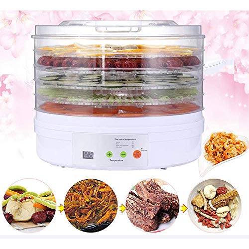 ZXLLAFT Dörrautomaten Lebensmittel Runder Obsttrockner 5 BPA-freie Schalen für Obst Fleisch Trockenfleisch Vom Rind, Kräuter, mit Timer und Temperaturregelung, 350 W,220V – Bild 3