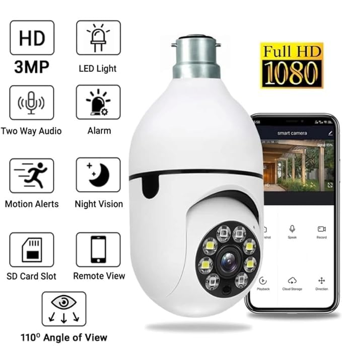 Image of Outdoor Security Camera, WiFi PTZ Dome Camera with Night Vision, Mobile App Control, White (R02)