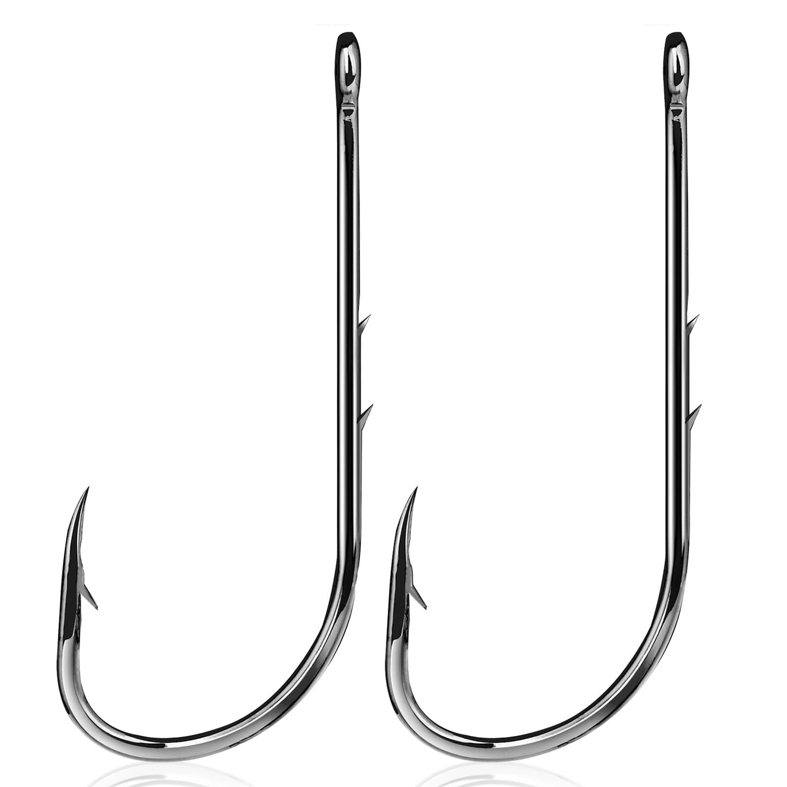 9KM DWLIFE Baitholder Fishing Hooks 50Pcs Double Barbs Worm Hook Black/Offset/Long Shank/Closed Eye for Fishing Rigs Freshwater Saltwater