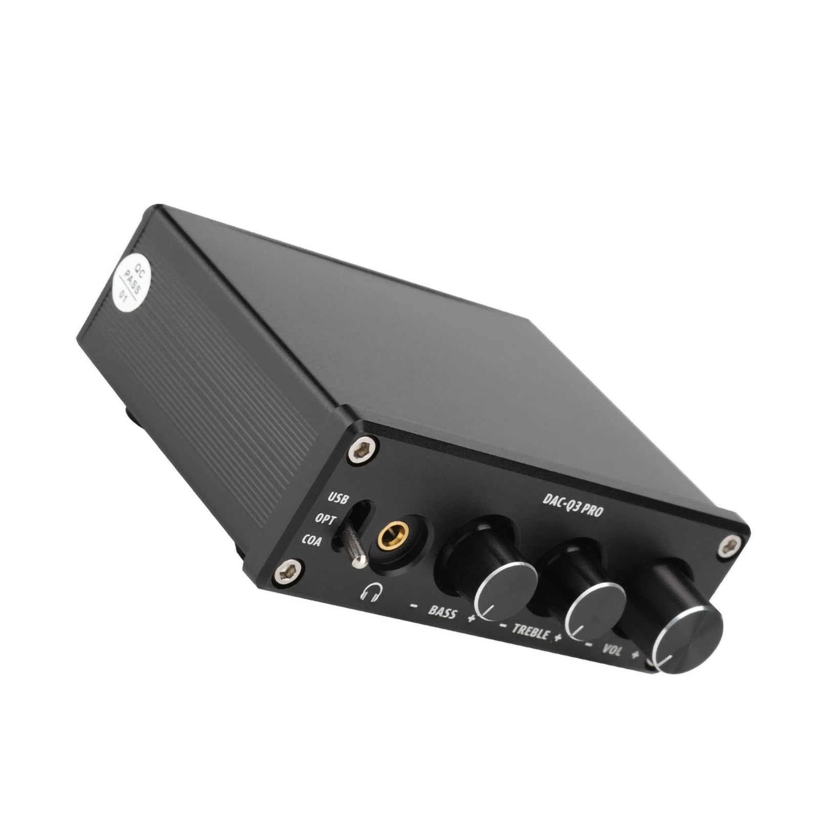 Naroote Decodificador de de Alto Rendimiento DAC Q3 Pro con Amplificador de Auriculares para Auriculares de 3,5 Mm, Entrada USB para Sonido Digital Mejorado, Entrada de Fibra/coaxial, Ajuste de