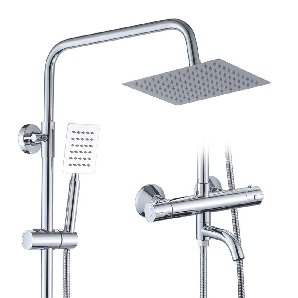 CWCQGH Shower Faucets Bathroom Thermostatic Shower Faucet Bath Shower Mixer Set Waterfall Rain Shower Head Set Bathtub Faucet Tap