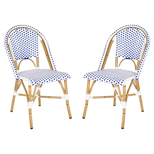 Safavieh Home Collection Hooper Indoor-Outdoor Stacking Side Chairs | Blue & White | Set of 2