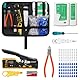 SGILE Netzwerk Werkzeug Set, Pass Through RJ45 Crimpzange für Cat5 Cat6 Cat7 mit 50x Cat6 Kabel Stecker, Abisolierzange, Netzwerktester, RJ45/RJ11/RJ12 Netzwerk Reparatur Kit