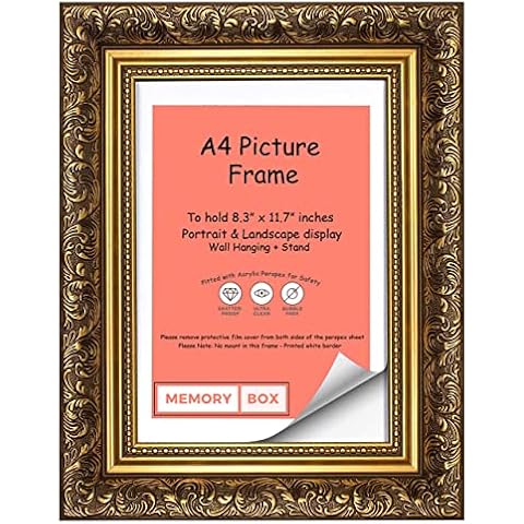 Memory Box French Baroque Style Ornate swept Antique style Picture/Photo/Poster frame - (21.0 x 29.7cm) Gold A4 - FBA - FR-Baroque-Gld-A4 Cover