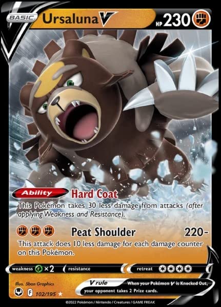 ursaluna v pokemon card value Amazon.com: Ursaluna V 102/195- Silver Tempest - Pokemon Ultra Rare Card