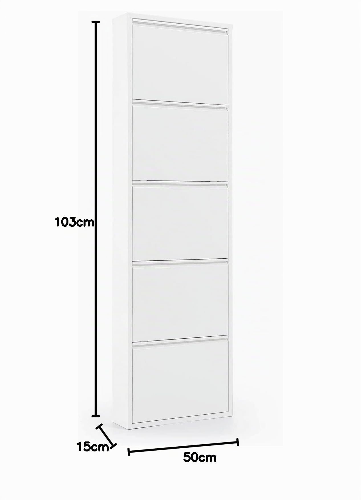 Decor Space Scarpiera Slim in metallo con ante basculanti porta scarpe salvaspazio da interno ed esterno "Made in Italy" (5 Ante, Bianco)
