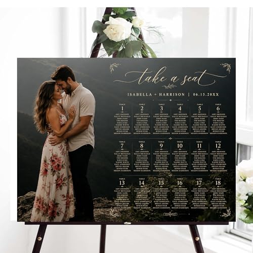 Personalized Wedding Seating Chart with Photo Minimalist Find Your Seat Poster Custom Wedding Reception Seating Board Display Modern Seating Plan Sign for Wedding Dcor