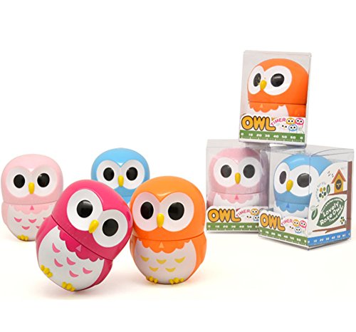 Image of (Orange) - Golandstar Cute Cartoon Owl Timers Mini Size 60 Minutes Mechanical Kitchen Cooking Timer Clock Loud Alarm Counters Manual Timer (Orange)