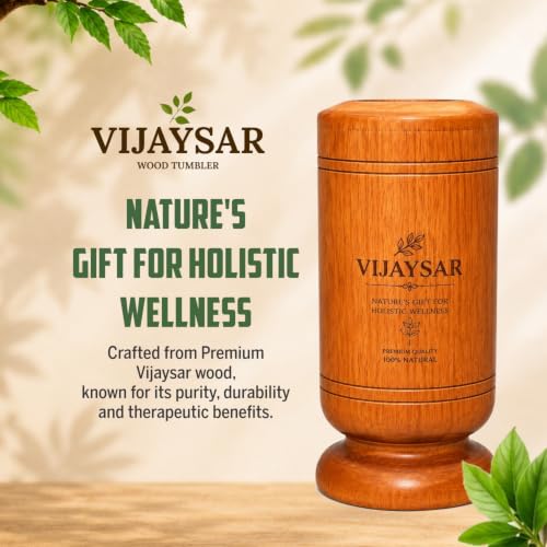 Image of Vijaysar Wood Glass for Diabetes with Neem 150 ML Capacity | Lab Tested Ayurvedic Herbal Water Tumbler for Overnight Infused Water | Reusable Natural Glass (Pack of 3)