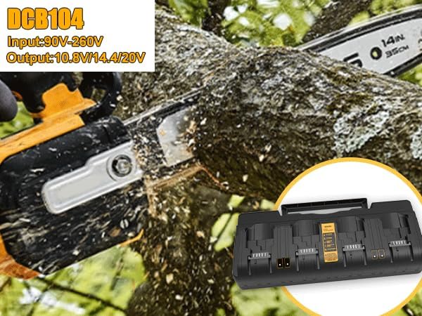 DCB104 Charger Replacement for Dewalt Battery Charger, Compatible with Dewalt 12V 20V Max Lithium Battery DCB201 DCB204 DCB205 DCB206 DCB120 DCB127 DCB112 DCB115 DCB118 DCB107 DCB105 DCB102 - Image 5