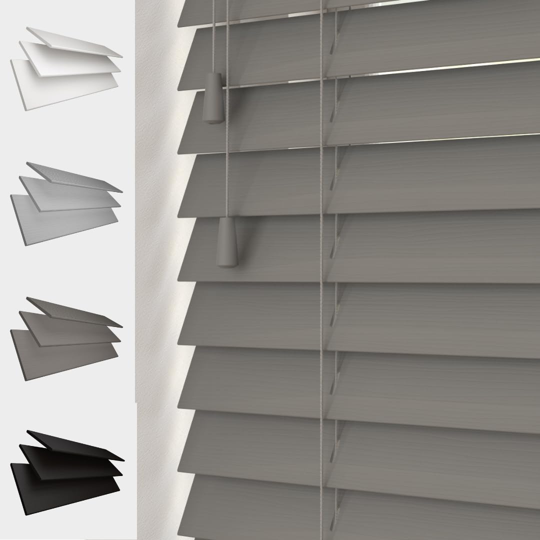 Caecus Dark Grey Faux Wood Venetian Blind - 60 x 200cm