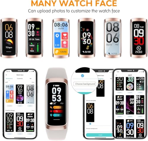 Image of Fitness Tracker,2025 Smart Watch with Blood Pressure Heart Rate & Sleep Monitor IP67 Waterproof Step Calorie Counter Pedometer Fitness Activity Watch for Men Women Android iOS Phone (Pink)