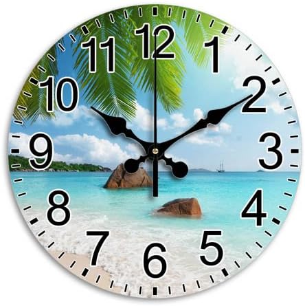 Monica M Joheson Reliable Time Frameless Cool Quiet Arabic Numbers Round Wall Clock Fashions Diameter 11.8 Inch