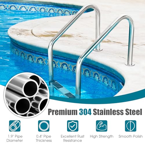 Escalera para piscina de acero inoxidable 3 peldaños antideslizante miniatura 6