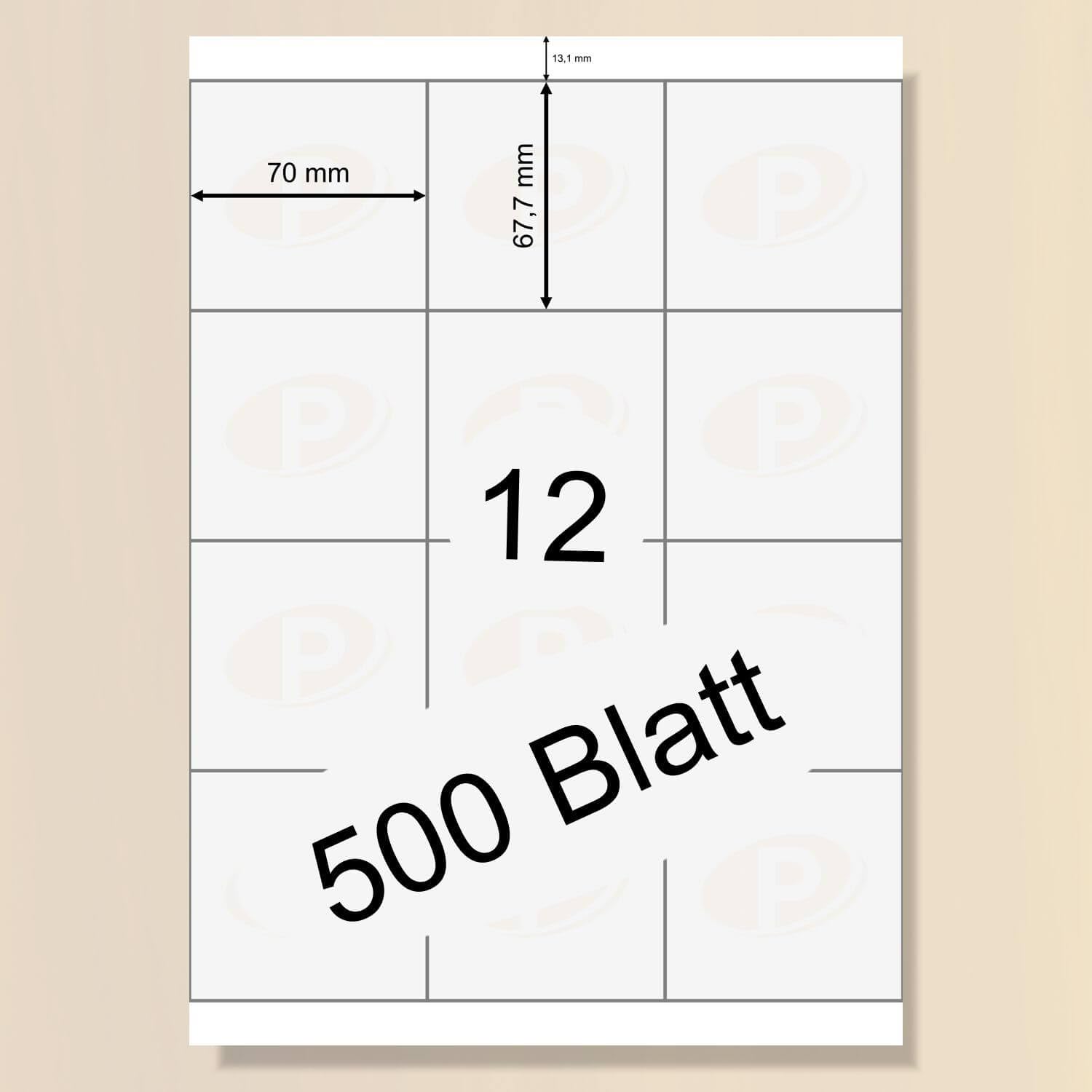 6000 Etiketten selbstklebend (70x67,7mm) bedruckbar Printation