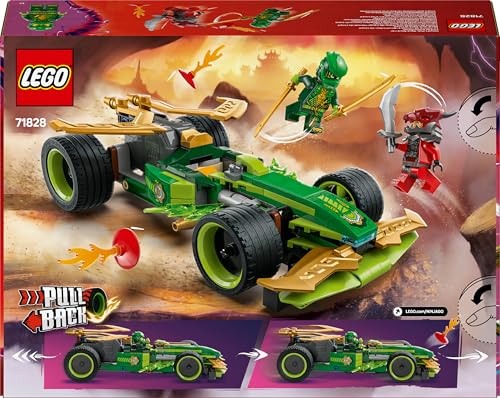 LEGO Ninjago La Voiture de Course à rétrofriction de Lloyd - Véhicule de Sport à Construire - Inclut 2 minifigurines de Lloyd et d'un Guerrier draconique - Idée Cadeau pour garçon dès 7 Ans 71828