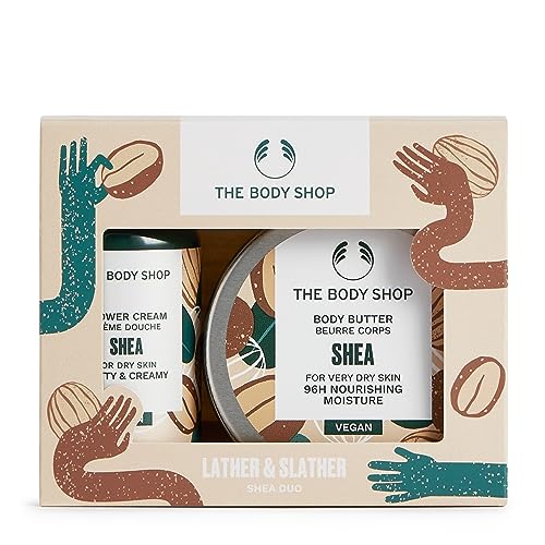 The Body Shop Shea Treats Gift Set Shower Cream 60ml Body Butter 50ml Nourishing Body Care Duo for Dry Skin Gentle Cleanser 96hr Moisture Softening Vegan Skincare Gift
