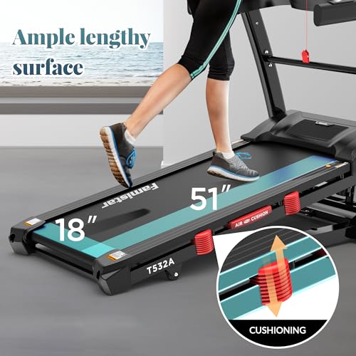 Image of Treadmill with APP Control, 4.5HP Folding Treadmill with 15% Auto Incline, Treadmill 10mph, Treadmill for Home & Office, LED Display, Shock Absorption, 300lbs Capacity