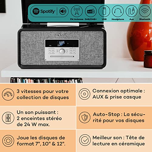 Auna Platine Vinyle Bluetooth, Tourne Disque Vinyle CD & USB avec Haut Parleur, Tourne-disques Audio Vinyle 33 Tours… - Les Beatles, Paul McCartney, John Lennon, RIngo Starr, George Harrison Auna Platine Vinyle Bluetooth, Tourne Disque Vinyle CD & USB avec Haut Parleur, Tourne-disques Audio Vinyle 33 Tours… – Image 3