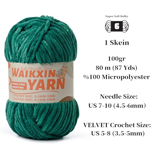 Image of (3 Green) 3 Pack Super Soft Fuzzy Chenille Chunky Yarn for Crocheting, 300g (261yds) Velvet Fluffy Amigurumi Yarn for Hand Knitting Baby Blankets Weaving Craft