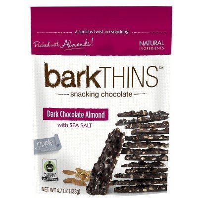 Bark Thins Snacking Chocolate Dark Chocolate Almond with Sea Salt 4.7 Oz (Pack of 6) by barkTHINS