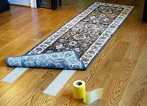 Strong Double Sided Sticky Tape for Area Rugs, Carpets, Runners and Floor Mats, Keeps Area Rugs and Mats from Moving, Easily Removable, 6 inches Wide x 25 feet Long