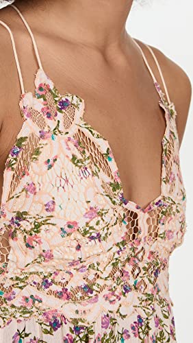Free People Women's Adella Printed Mini Slip Dress, Petal Pink Combo, M #TOP5