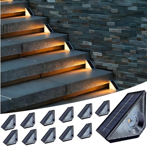 GEEKHOM Solar Step Lights for Outside - 12 Pack Outdoor Wate...