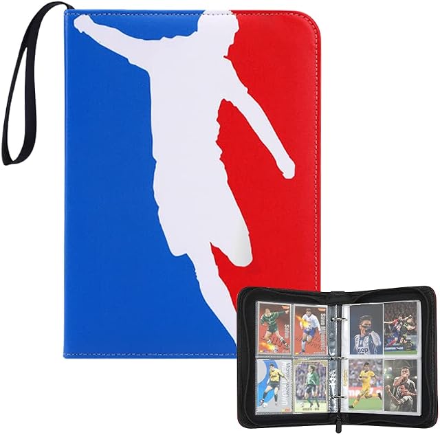 Furado Football Cards Album, 400 Pockets Collectible Card Album, Trading Cards Album, Football Card Holder Album, Cards Trainer Albums, Waterproof Card Binder for Cards with Zipper and Handle Strap