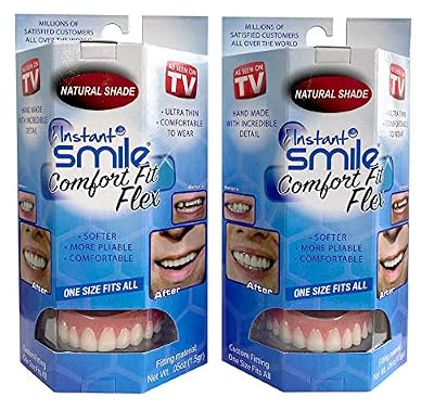 2 Pack - Instant Smile Natural Shade Comfort Fit Flex Veneers - Fix your smile from the comfort of your own home in just minutes! Hand Crafted