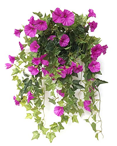 Lopkey Silk Morning Glory Artificial Flowers Wall Hanging Basket Decor,Purple #TOP25