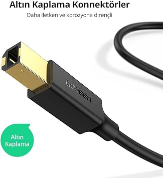 Ugreen USB den USB-B ye Yazıcı Tarayıcı Kablosu, 1 Metre