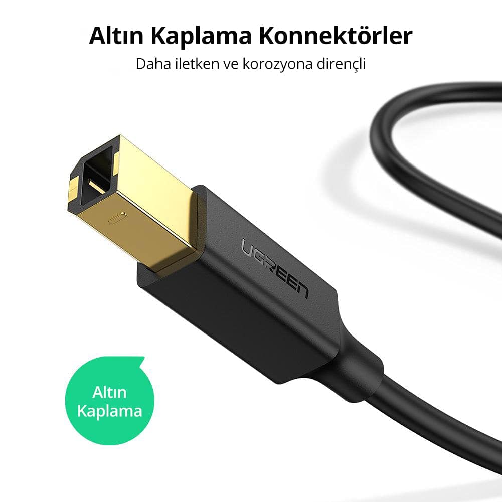 Ugreen USB den USB-B ye Yazıcı Tarayıcı Kablosu, 1 Metre