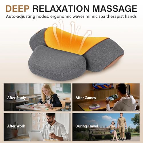 Drepint Nackenmassagegerät mit Wärme Elektrisch necline 3-in-1 Massager Nackenmassagekissen Entspannungskissen für Nacken Aktualisieren Zervikales Massagekissen