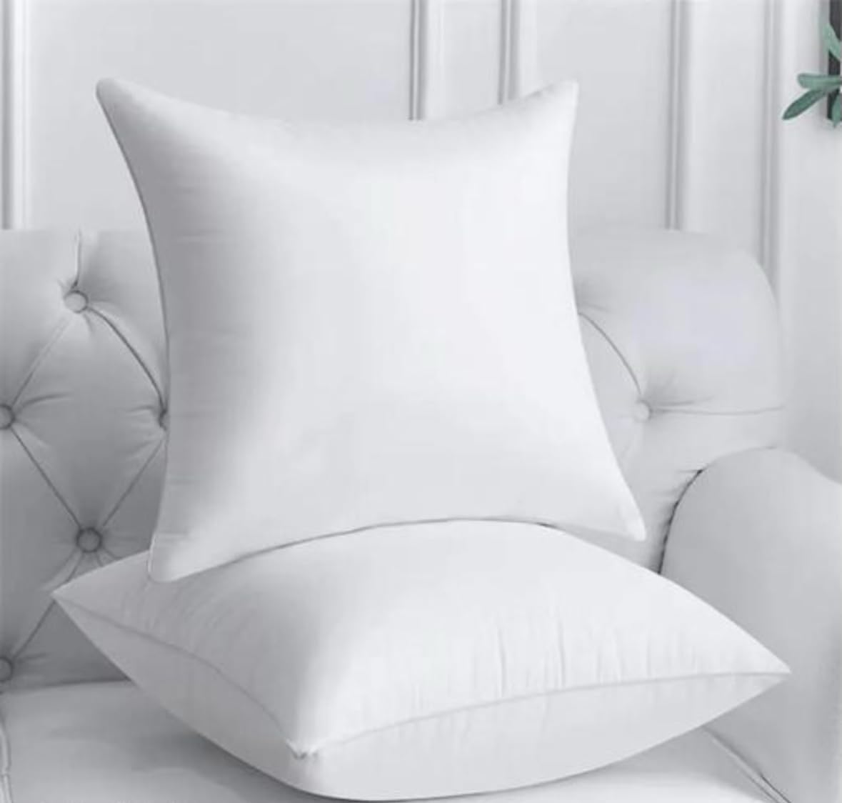 Premium Cushion 16 * 16 INCH Pack of 2 Microfiber Cushion 16 inch x 16 inch Filler, Durable Sofa Pillow for Home Decor (White)-image-31