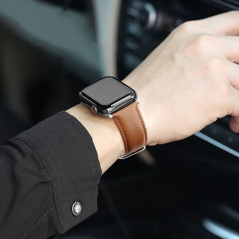 Leather Bands Compatible with Apple Watch Band 38mm 40mm 42mm 44mm， Upgrade Genuine Leather Replacement Strap Women Men for iWatch SE & Series 6/5/4/3/2/1 - Image 5