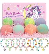 Bath Bombs with Surprise Toys Inside, Natural Bath Bombs Gift for Kids, 8 Bath Bombs with Bracele...
