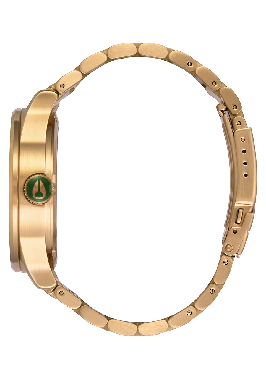 NIXON Montre Homme Quartz- Affichage Analogique Bracelet Acier Inoxydable Or et Cadran Vert A356-1919-00