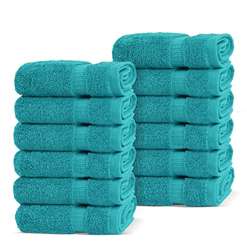 Chakir Turkish Linens |Hotel & Spa Quality 100% Cotton Premium Turkish Towels | Soft & Absorbent (12-Piece Washcloths, Aqua)