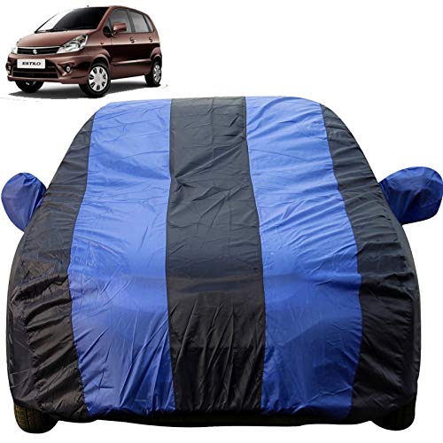 Image of Autofact Car Body Cover with Mirror Pockets Compatible for Maruti Zen Estilo (Triple Stitched, Bottom Fully Elastic, Royal Blue Color)