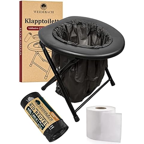 Weidebach® stabile Campingtoilette mit geringem Gewicht, einfach transportierbare Klapptoilette inkl. 22 Beutel, Mobile Toilette ideal für Camping, Motorradausflüge, Campingtoilette faltbar Cover