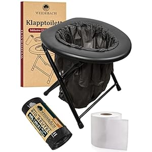 Weidebach® stabile Campingtoilette mit geringem Gewicht, einfach transportierbare Klapptoilette inkl. 22 Beutel, Mobile…