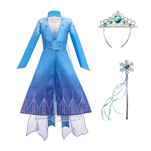 D C.Supernice Niñas Vestido Elsa Cosplay Costume Princesa Carnaval Halloween Navidad Fiesta Disfraz con Accesorios 2-10 Años