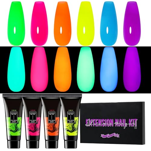 SVCEQZE Juego de colores de uñas de gel, gel de extensión luminoso, 6 colores, gel brillante para manicura de salón de belleza, diseños creativos para niñas
