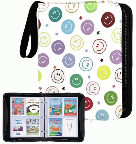 Thisness Card Holder for Yoto Cards 120 Cards Capacity Card Case Organizer with Zipper Card Binder for Yoto Player and Yoto Mini Cards Storage, Smile